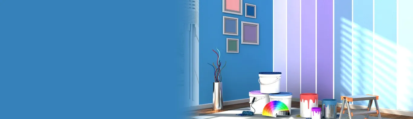 Interior Painting Banner With Paint Box and Roller