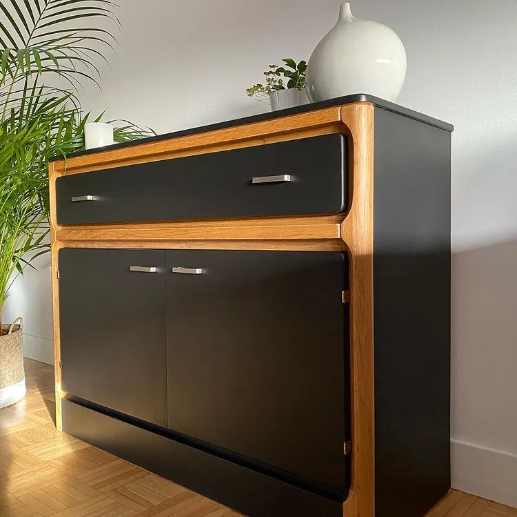 Custom-painted dresser with intricate floral patterns